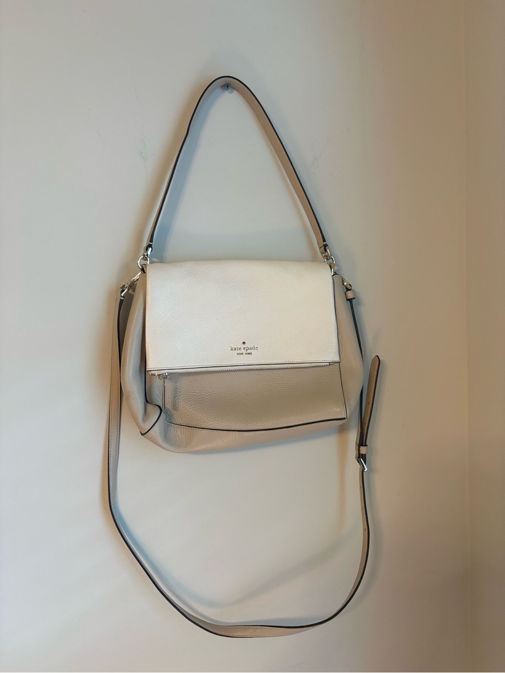 kate spade Two-Tone Leather Shoulder Bag - White & Light Beige